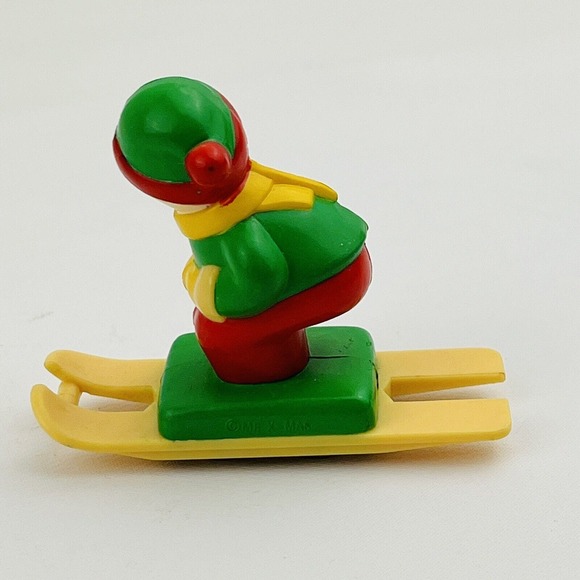Mr. Christmas Santa's Ski Slope Kid Elf Green Red Skis Replacement Sled Figure - Picture 2 of 4